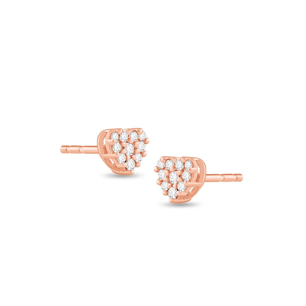 Diamond Accent Heart Cluster Stud Earrings in 10K Rose Gold – Image 1 of 2