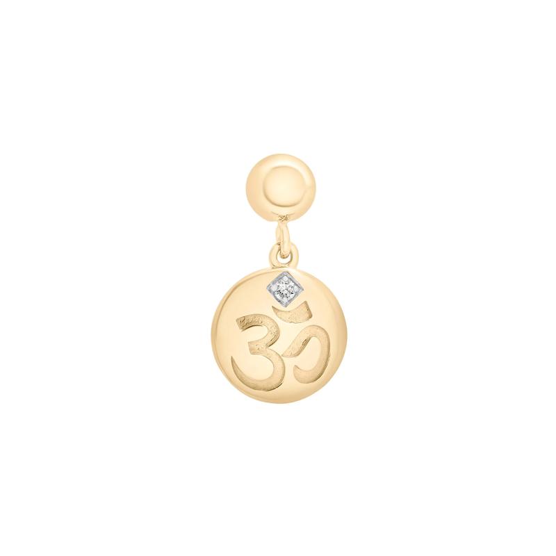 Diamond Accent Om Disc Bead Charm in Vermeil – Image 1 of 3