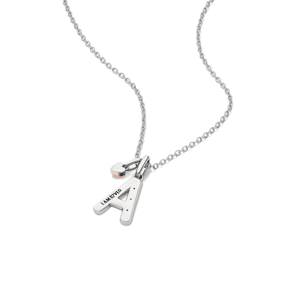 Lab Grown Diamond Accent Initial A Pendant in Sterling Silver &amp; 10K Rose Gold – Image 5 of 5