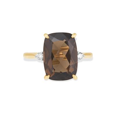 Smoky Quartz and Diamond Accent Ring in 10K Yellow Gold
