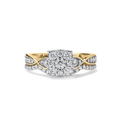 Diamond Cushion Composite Engagement Set in 10K Yellow Gold (3/4 ct. tw.)