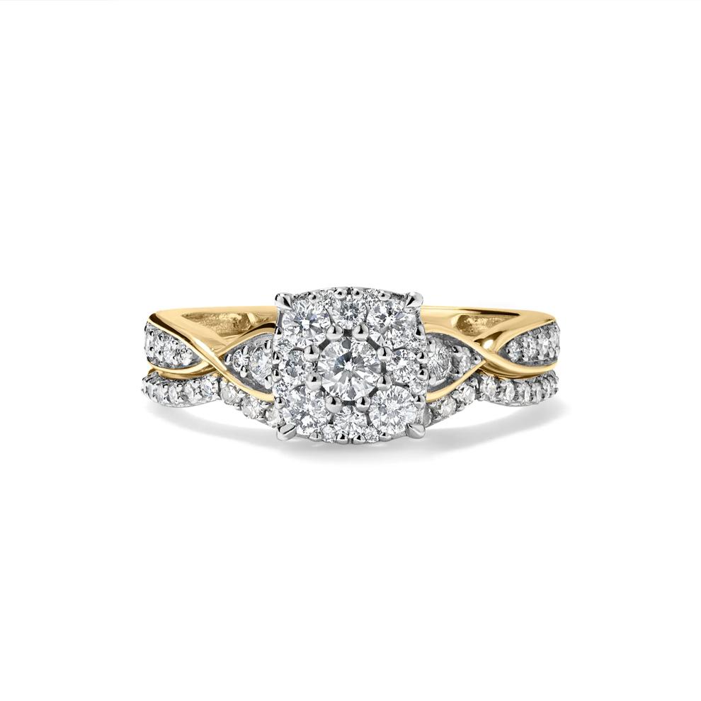 Diamond Cushion Composite Engagement Set in 10K Yellow Gold (3/4 ct. tw.) – Image 1 of 6