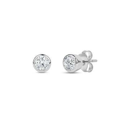 Lab Grown Diamond Round Bezel-Set Solitaire Stud Earrings in 14K Gold