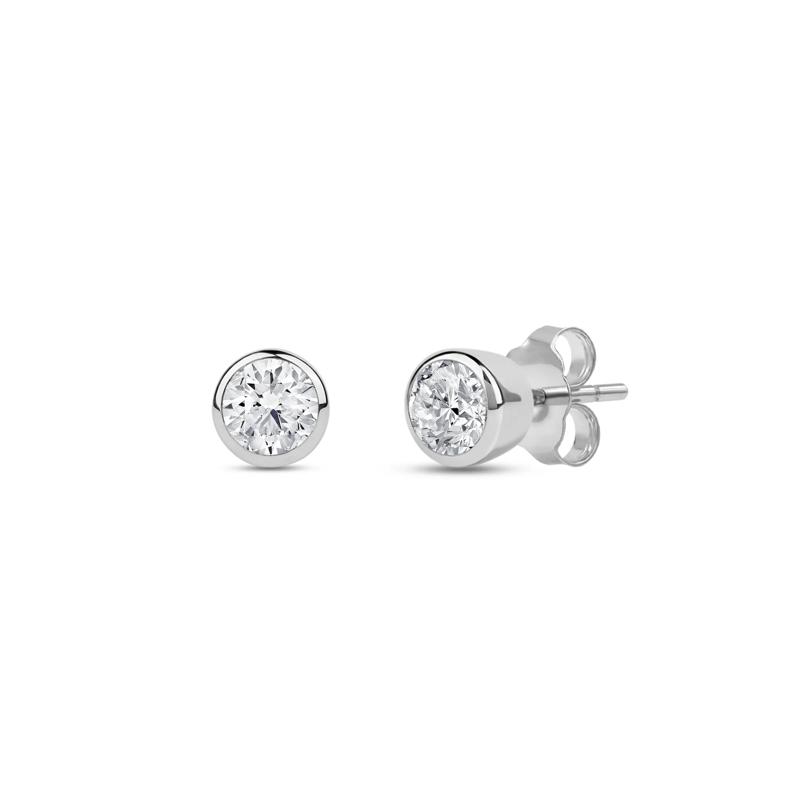 Lab Grown Diamond Round Bezel-Set Solitaire Stud Earrings in 14K White Gold &#40;1/3 ct. tw.&#41; – Image 1 of 3