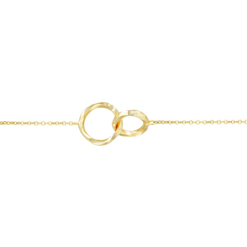Diamond-Cut Interlocking Circle Bracelet in 14K Yellow Gold, 7.5&quot; – Image 2 of 3