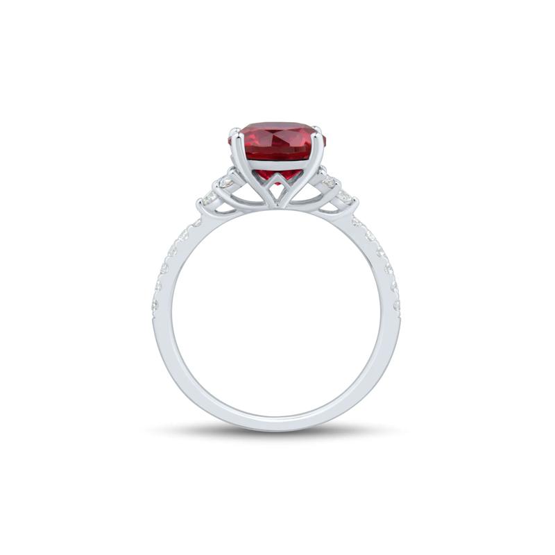 Lab Grown Diamond and Lab-Created Ruby Ring in 10K White Gold &#40;1/3 ct. tw.&#41; – Image 2 of 3