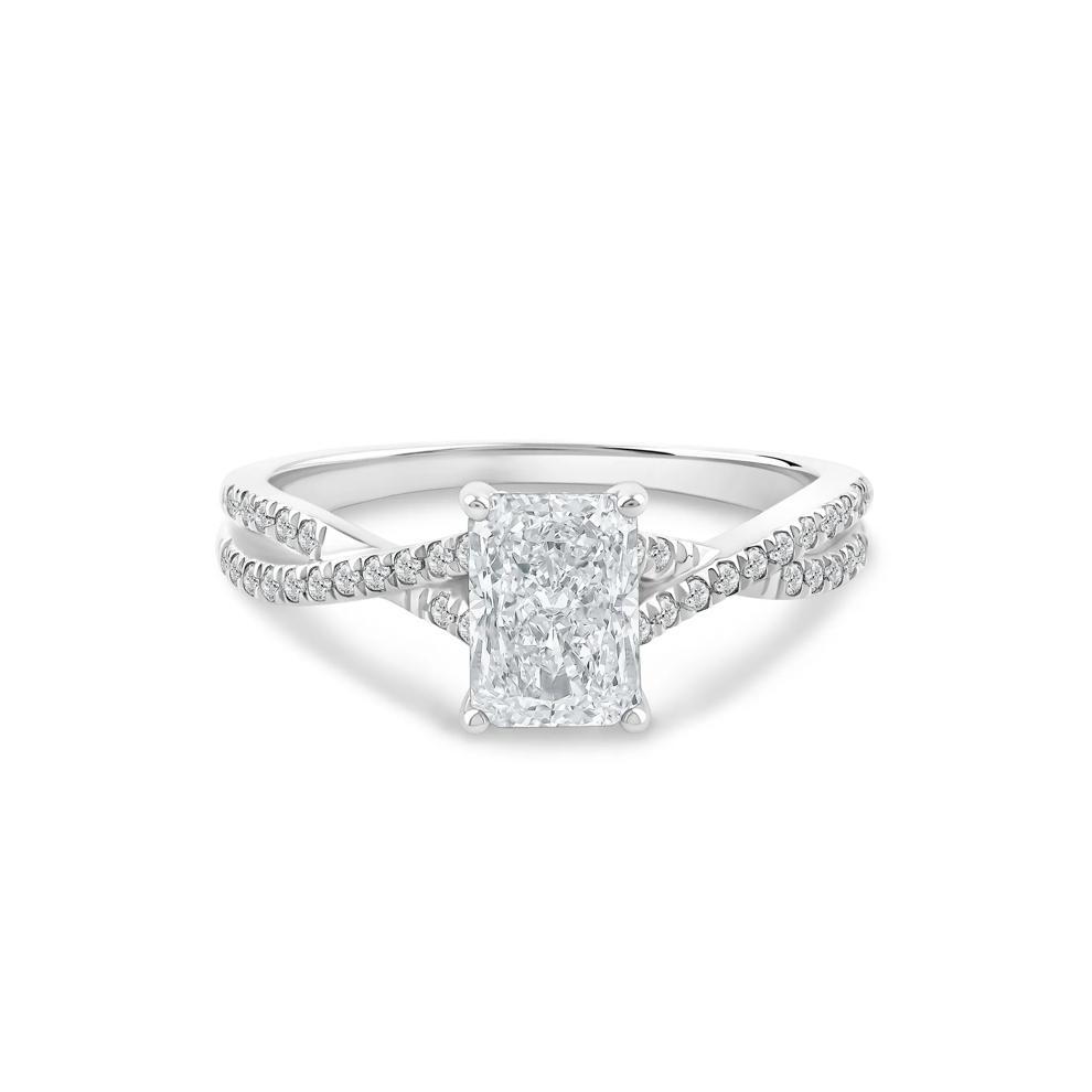 Radiant-Cut Diamond Crossover Engagement Ring in 14K White Gold (1 1/4 ct. tw.) – Image 1 of 4