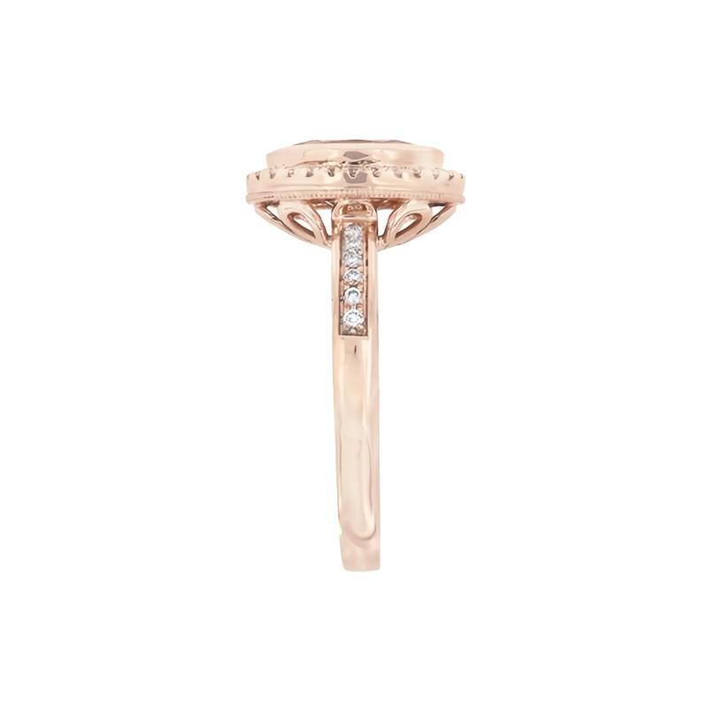 Morganite and Diamond Oval Halo Ring in 10K Rose Gold &#40;1/5 ct. tw.&#41; – Image 3 of 3