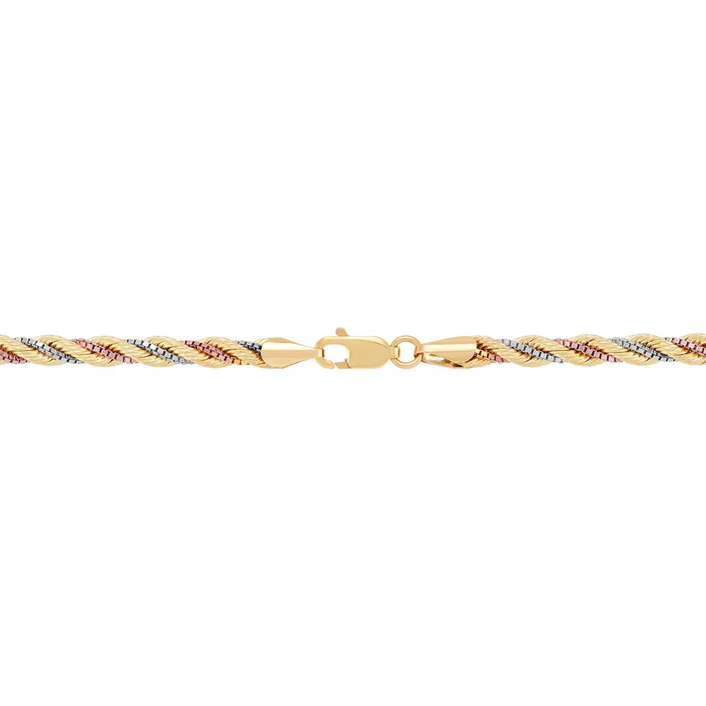 Silk Rope &amp; Box Chain in 10K Yellow, White and Rose Gold – Image 2 of 2