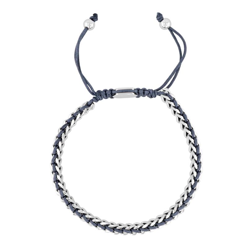 Men&#39;s Black Cord Bolo Bracelet in Stainless Steel – Image 2 of 2