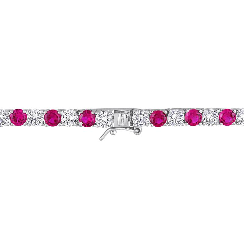 Lab Created Ruby and White Sapphire Necklace in Sterling Silver – Image 2 of 4