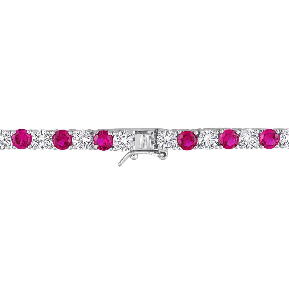 Lab Created Ruby and White Sapphire Necklace in Sterling Silver – Image 2 of 4