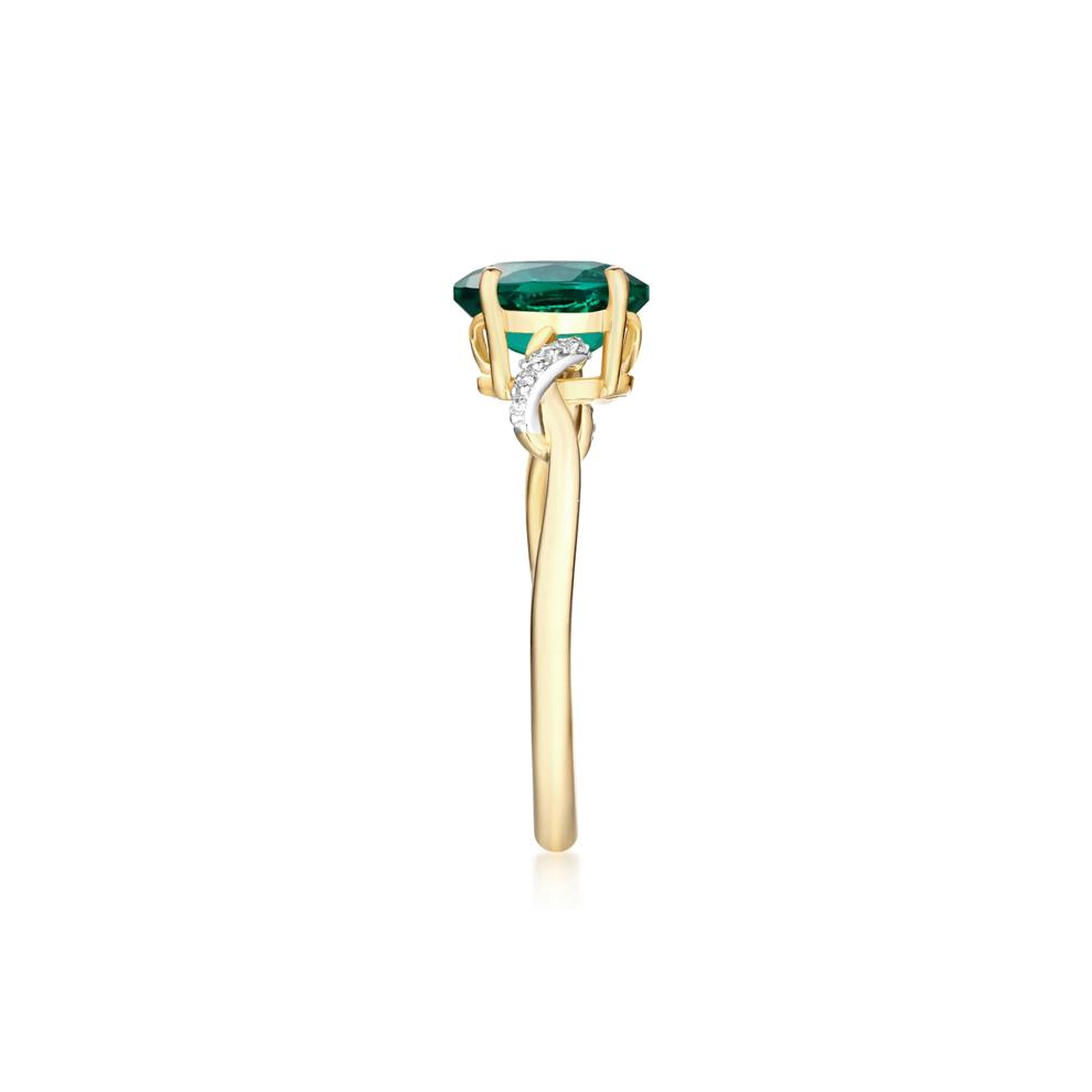 Lab-Created Emerald and Diamond Accent Ring in 10K Yellow Gold – Image 3 of 3
