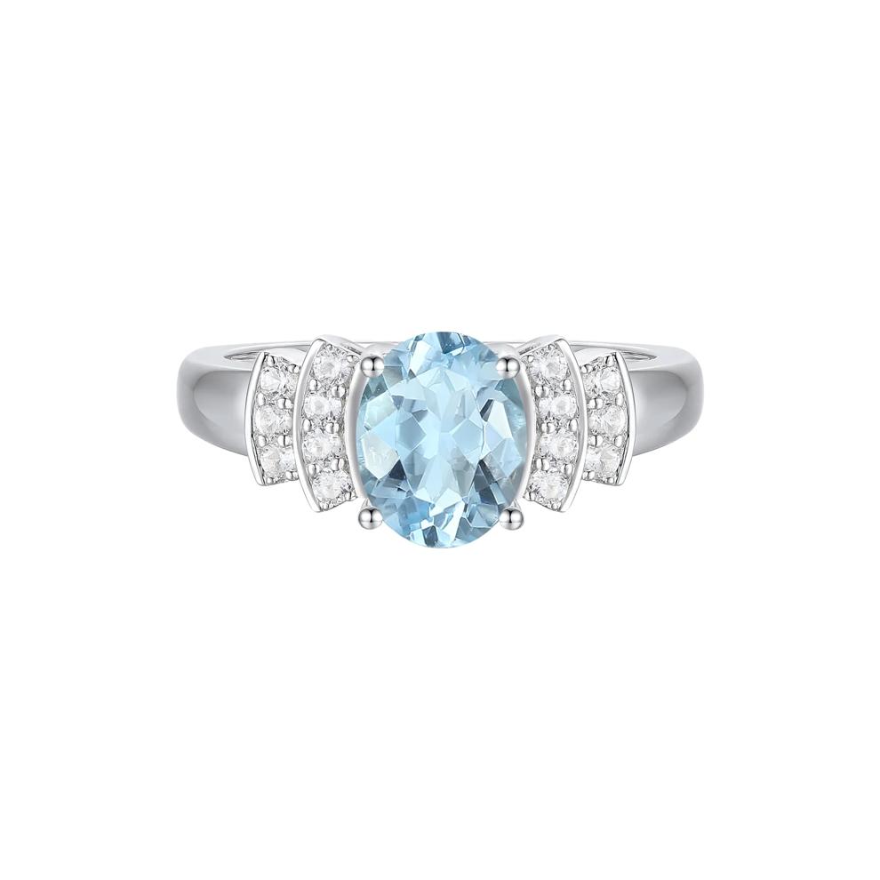 Aquamarine and Diamond Ring in 14K White Gold (1/5 ct. tw.) – Image 1 of 3