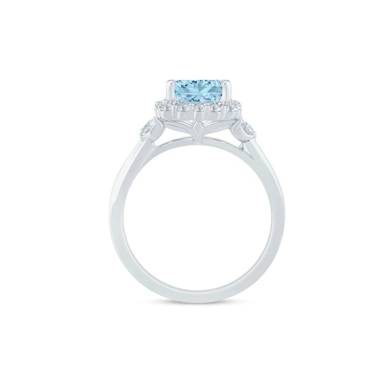 Lab Grown Blue Diamond Halo Engagement Ring in 14K White and Yellow Gold &#40;1 7/8 ct. tw.&#41; – Image 2 of 3