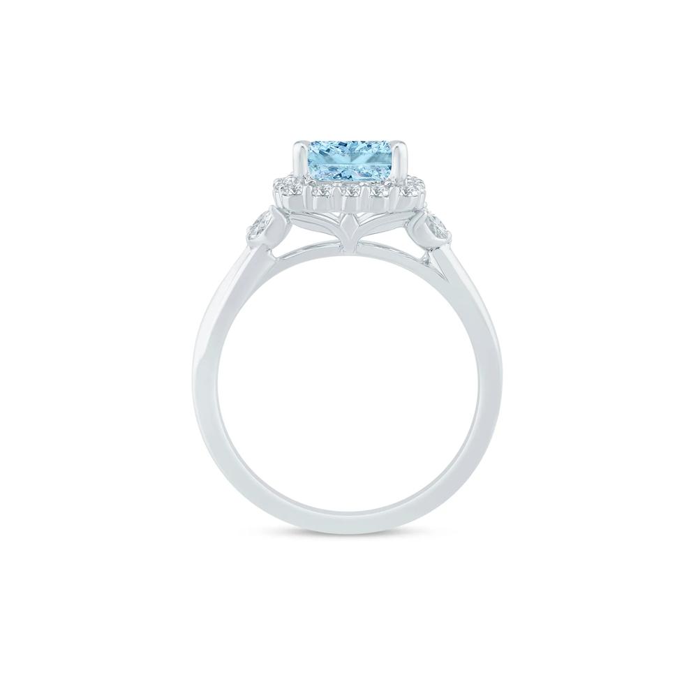 Lab Grown Blue Diamond Halo Engagement Ring in 14K White and Yellow Gold (1 7/8 ct. tw.) – Image 2 of 3