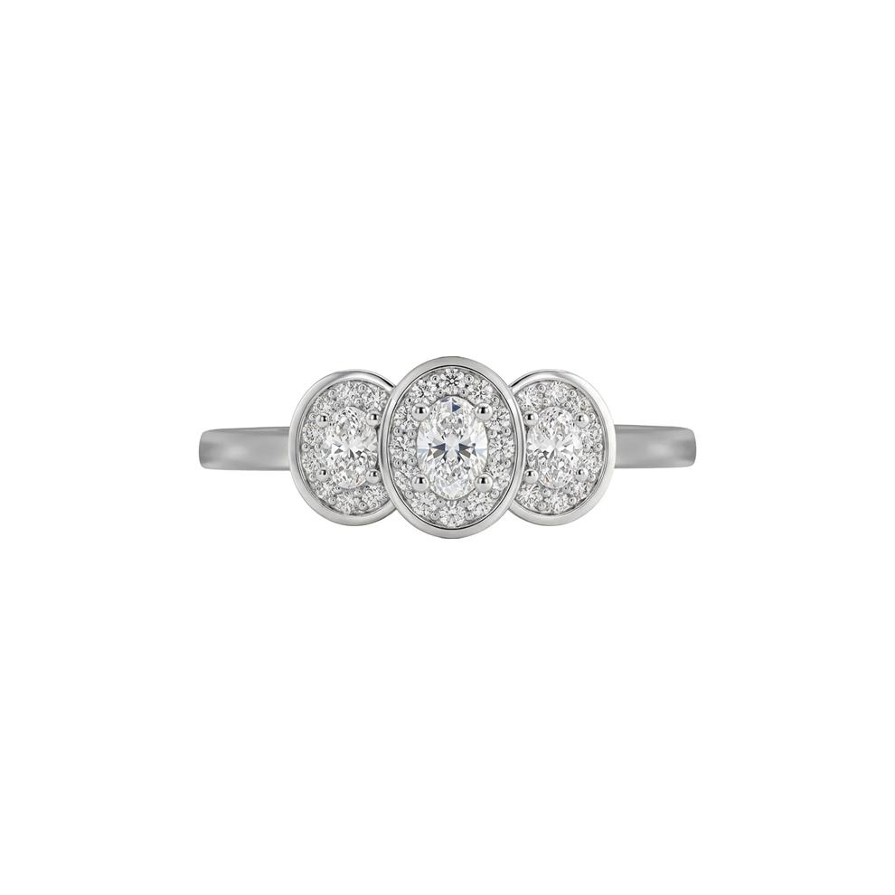 Diamond Oval Center Three-Stone Engagement Ring in 14K White Gold (5/8 ct. tw.) – Image 1 of 3