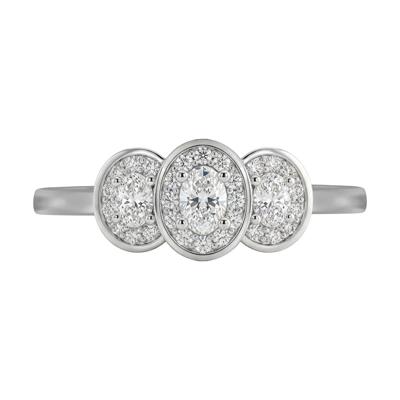 Diamond Oval Center Three-Stone Engagement Ring in 14K White Gold (5/8 ct. tw.)