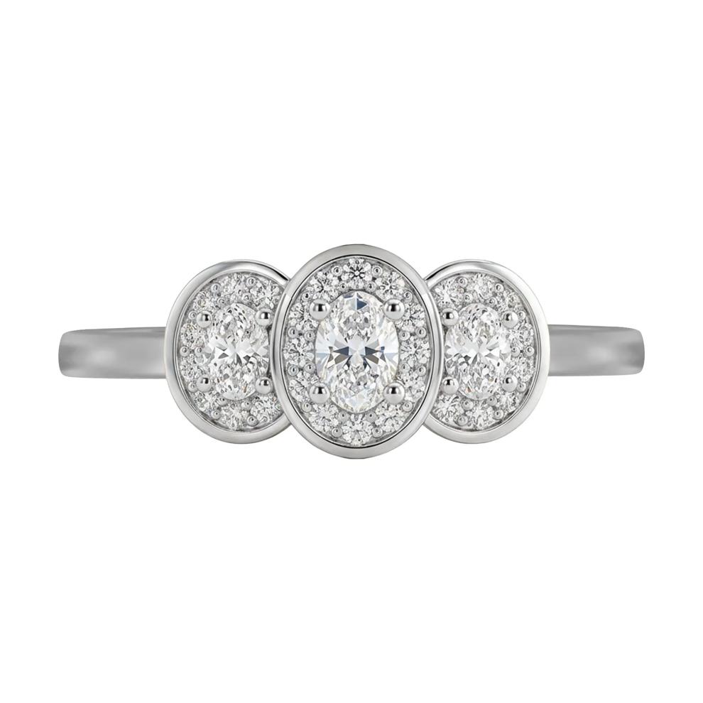 Diamond Oval Center Three-Stone Engagement Ring in 14K White Gold (5/8 ct. tw.) – Image 1 of 3