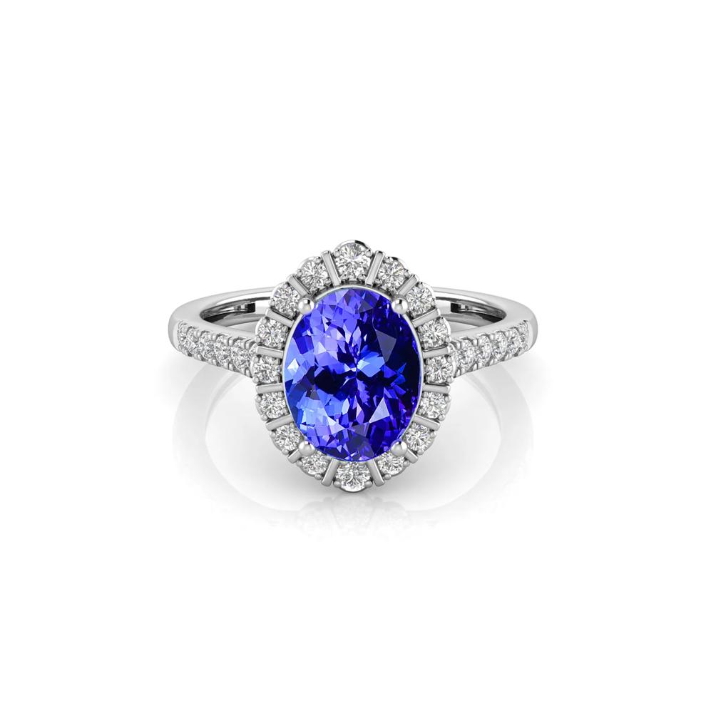 Tanzanite &amp; Diamond Halo Ring in 14K White Gold (1/3 ct. tw.) – Image 1 of 3