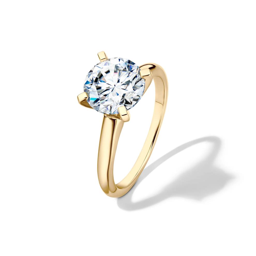 Lab-Created Moissanite Round Solitaire Ring in 10K Yellow Gold (3 ct. dew) – Image 4 of 4