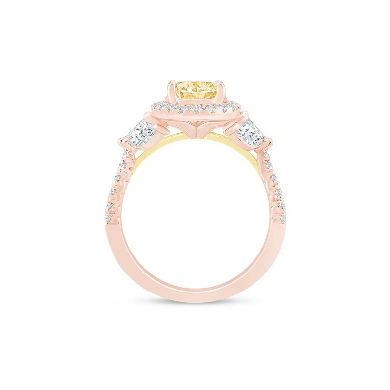 Bess Lab Grown Diamond Yellow Oval Halo Engagement Ring in 14K Rose &amp; Yellow Gold (3 ct. tw.) – Image 2 of 3