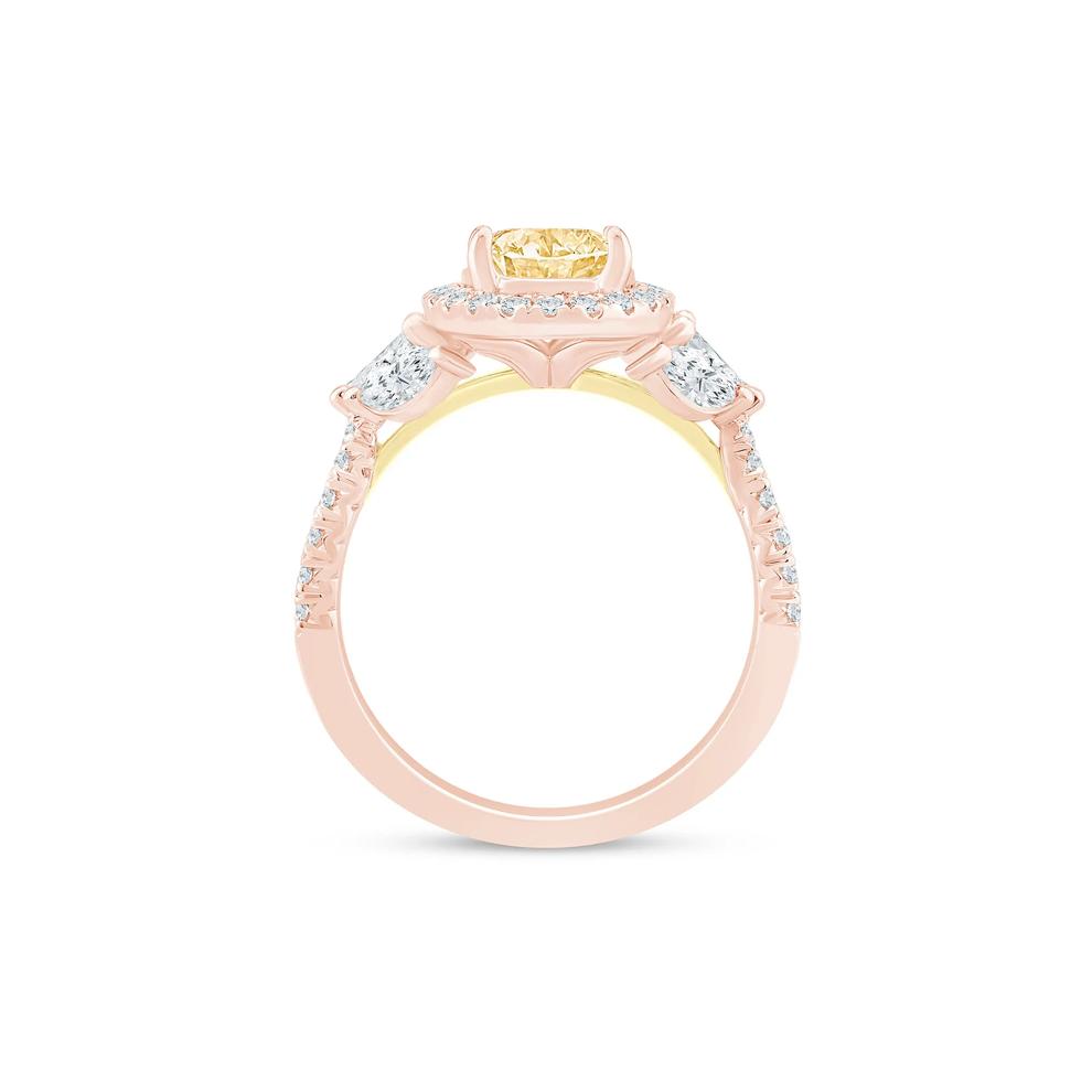 Bess Lab Grown Diamond Yellow Oval Halo Engagement Ring in 14K Rose &amp; Yellow Gold (3 ct. tw.) – Image 2 of 3