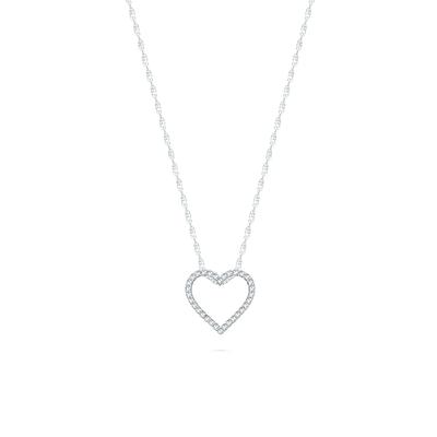 Diamond Heart Pendant Necklace in 10K White Gold (1/10 ct. tw.)