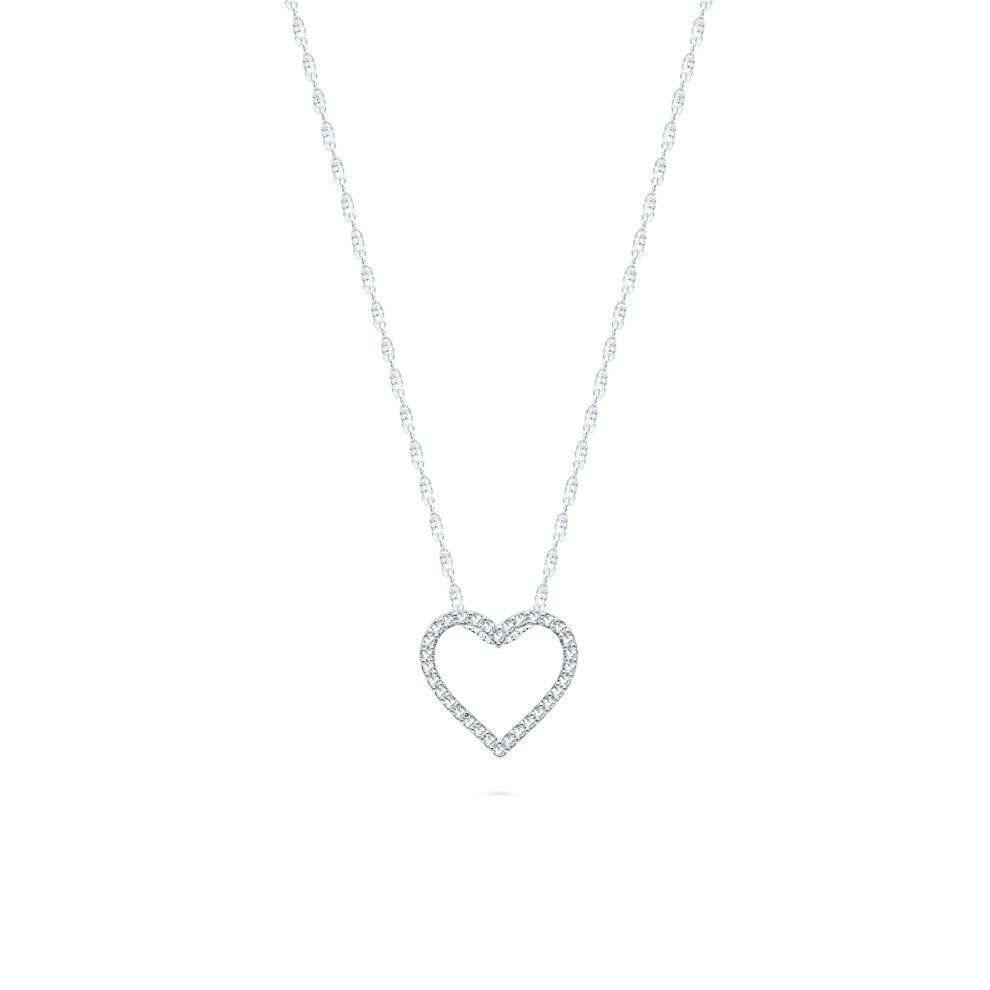 Diamond Heart Pendant Necklace in 10K White Gold (1/10 ct. tw.) – Image 1 of 4