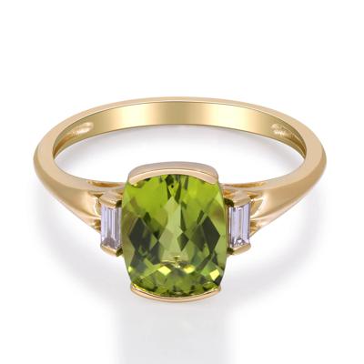Peridot & Diamond Ring in 10K Yellow Gold (1/10 ct. tw.)