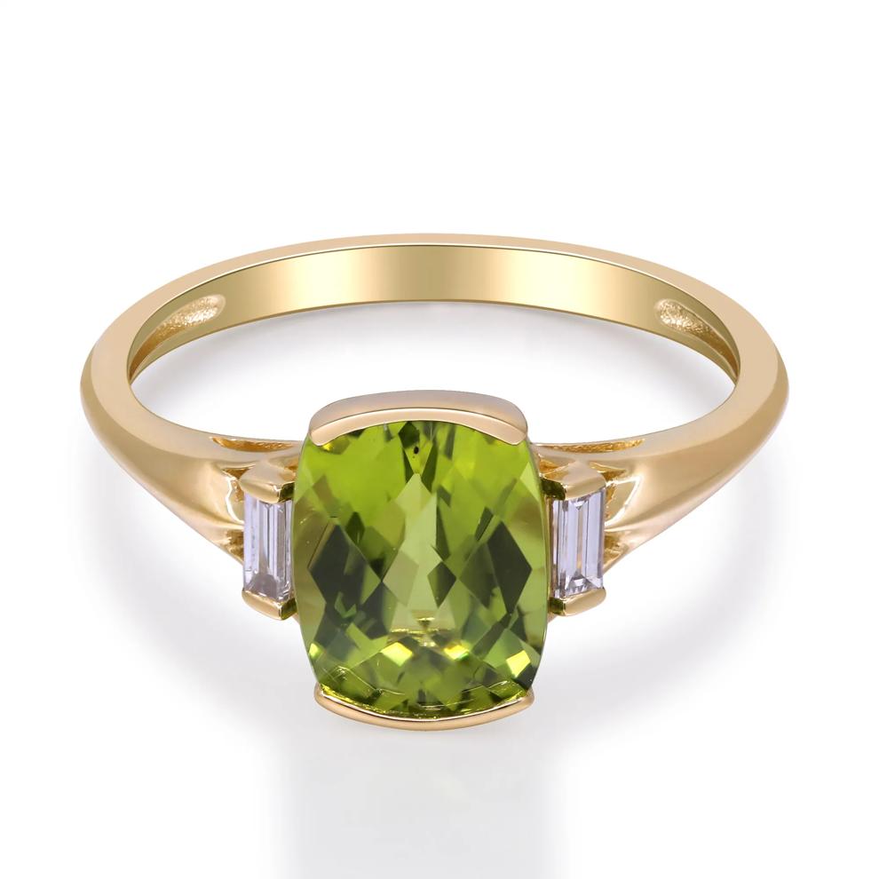 Peridot &amp; Diamond Ring in 10K Yellow Gold (1/10 ct. tw.) – Image 1 of 5