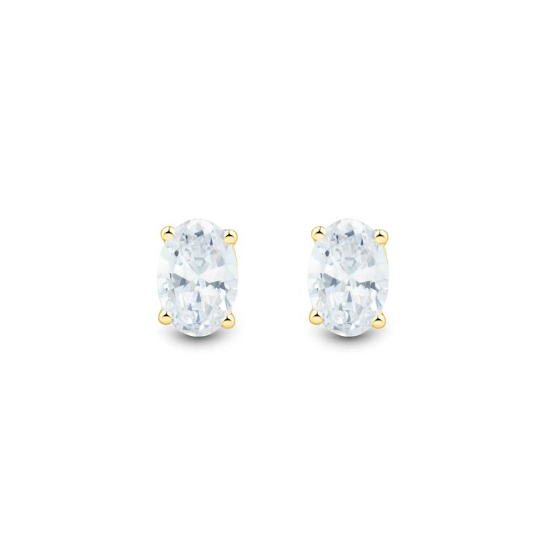 Lab Grown Diamond Oval Stud Earrings in 14K Yellow Gold &#40;1 ct. tw.&#41; – Image 2 of 3