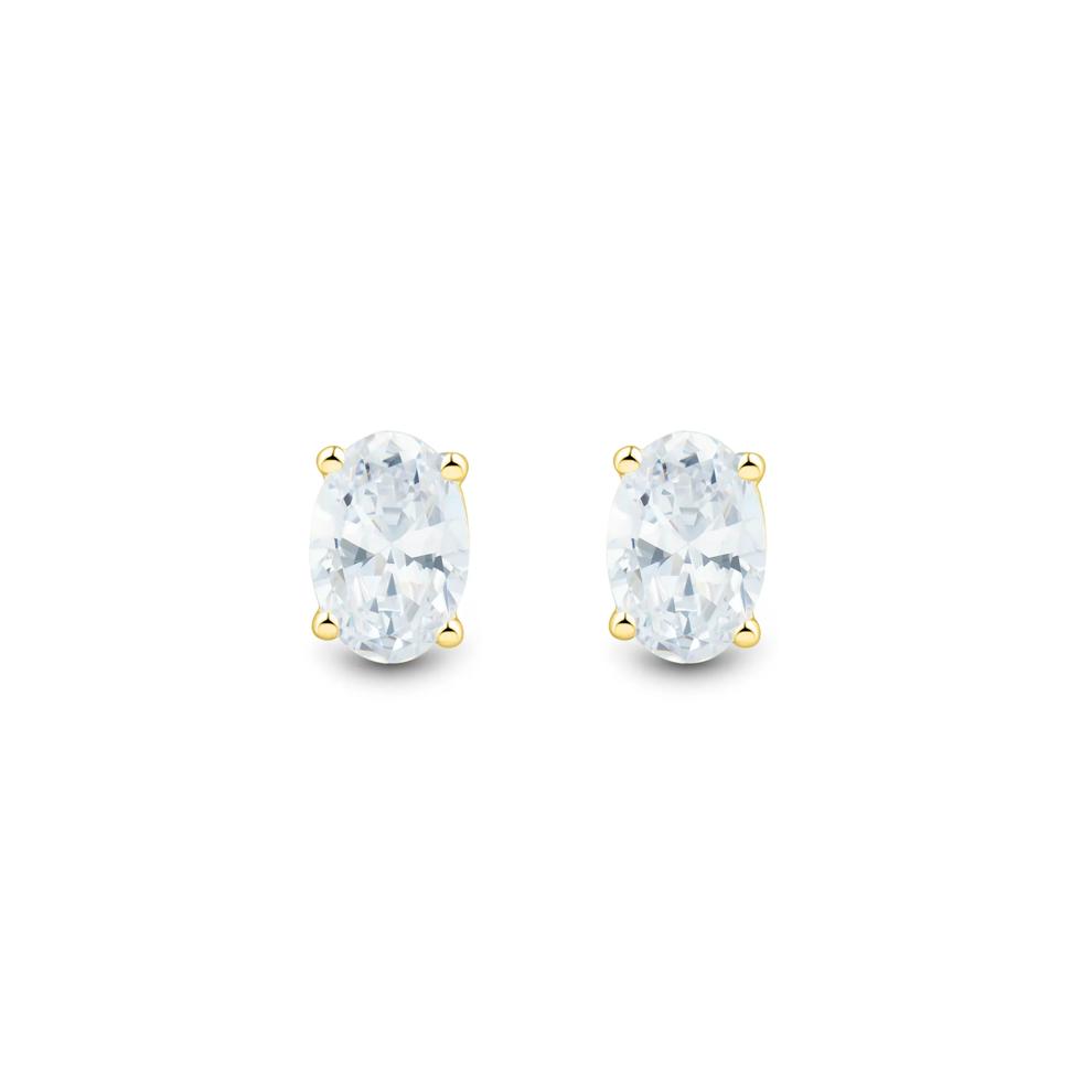 Lab Grown Diamond Oval Stud Earrings in 14K Yellow Gold (1 ct. tw.) – Image 2 of 3