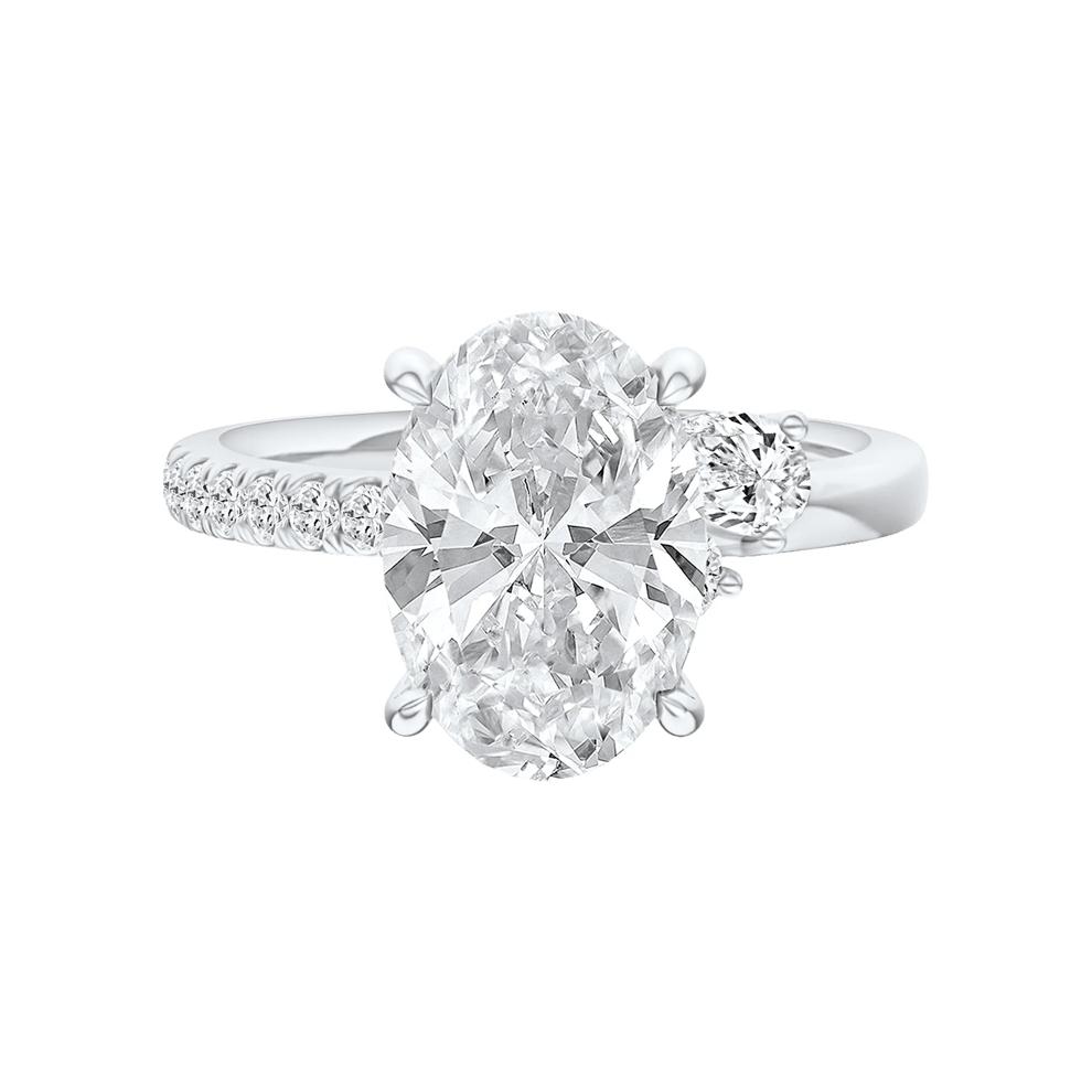 Ella Lab Grown Diamond Oval Center Engagement Ring in Platinum (3 1/3 ct. tw.) – Image 1 of 5