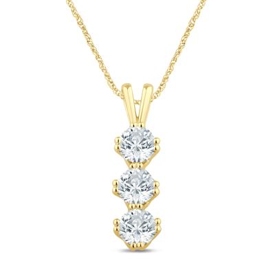 Lab Grown Diamond Three-Stone Drop Pendant in 14K Yellow Gold (1 1/2 ct. tw.)
