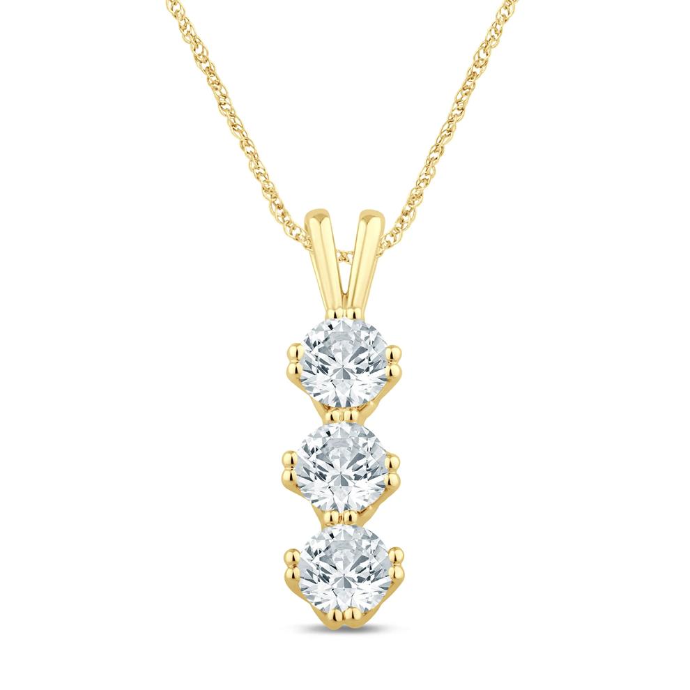 Lab Grown Diamond Three-Stone Drop Pendant in 14K Yellow Gold (1 1/2 ct. tw.) – Image 1 of 3