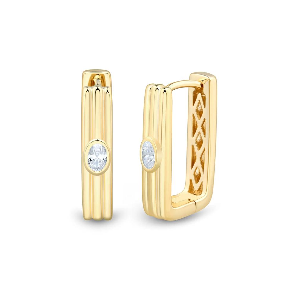 Lab Grown Diamond Rectangle Three-Row Hoop Earrings in Vermeil (1/5 ct. tw.) – Image 2 of 2