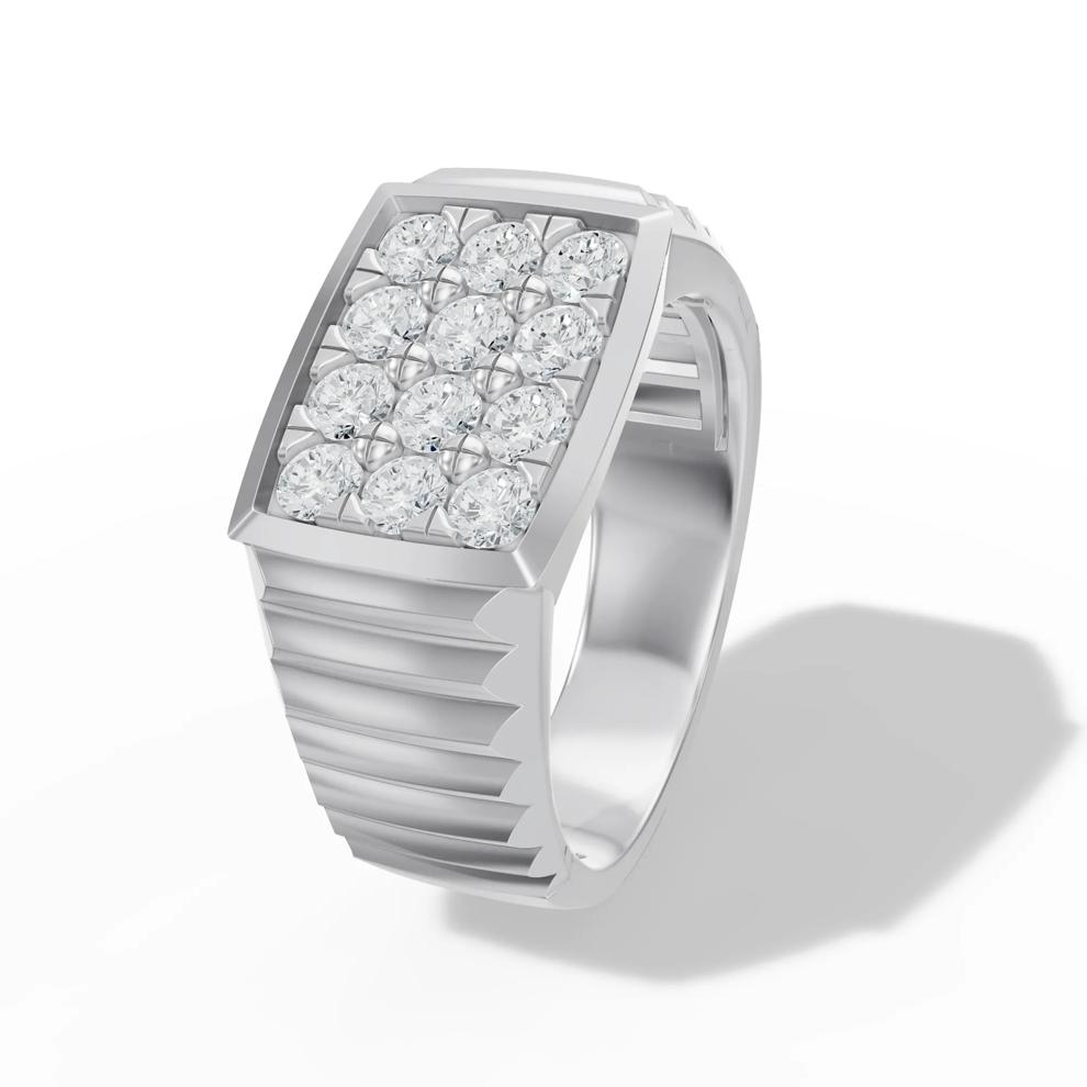 Men's Lab Grown Diamond Square Cluster Ring in 10K White Gold (1 ct. tw.) – Image 4 of 4