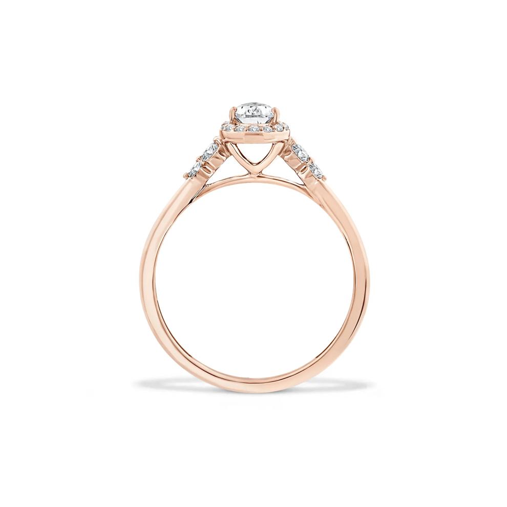 Lab Grown Diamond Pear-Shaped Halo Center Promise Ring in 10K Rose Gold (1/2 ct. tw.) – Image 2 of 4