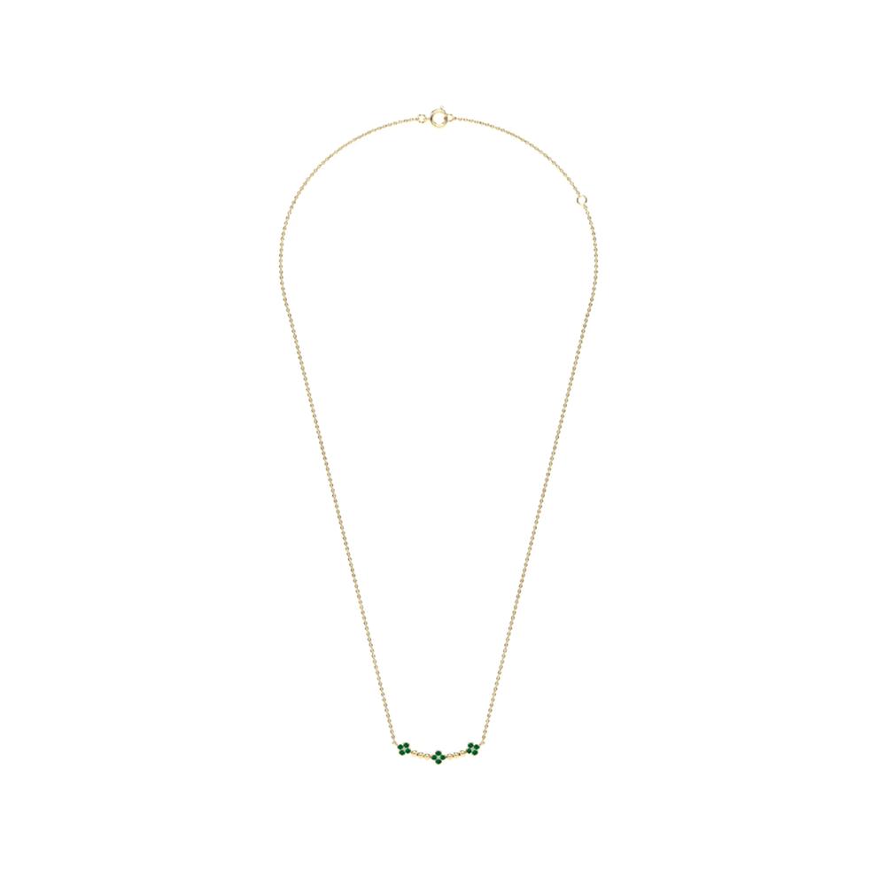 Emerald Clover Bar Necklace in 10K Yellow Gold – Image 3 of 4