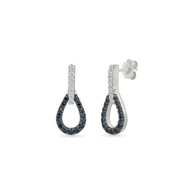 Black and White Diamond Drop Earring in Sterling Silver