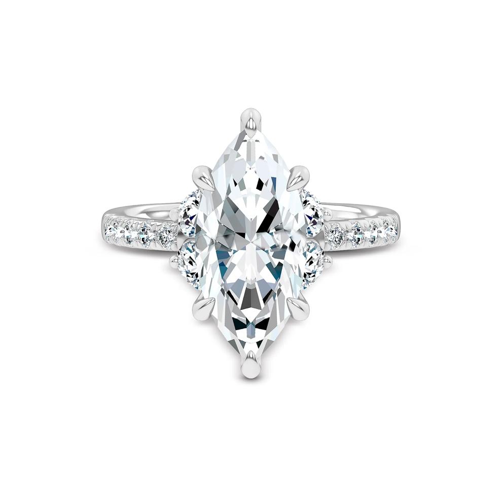 Lab Grown Diamond Marquise Center Engagement Ring in 14K White Gold (4 1/4 ct. tw.) – Image 1 of 4