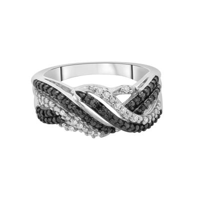 Black & White Diamond Twisted Band Ring in Sterling Silver (1/4 ct. tw.)