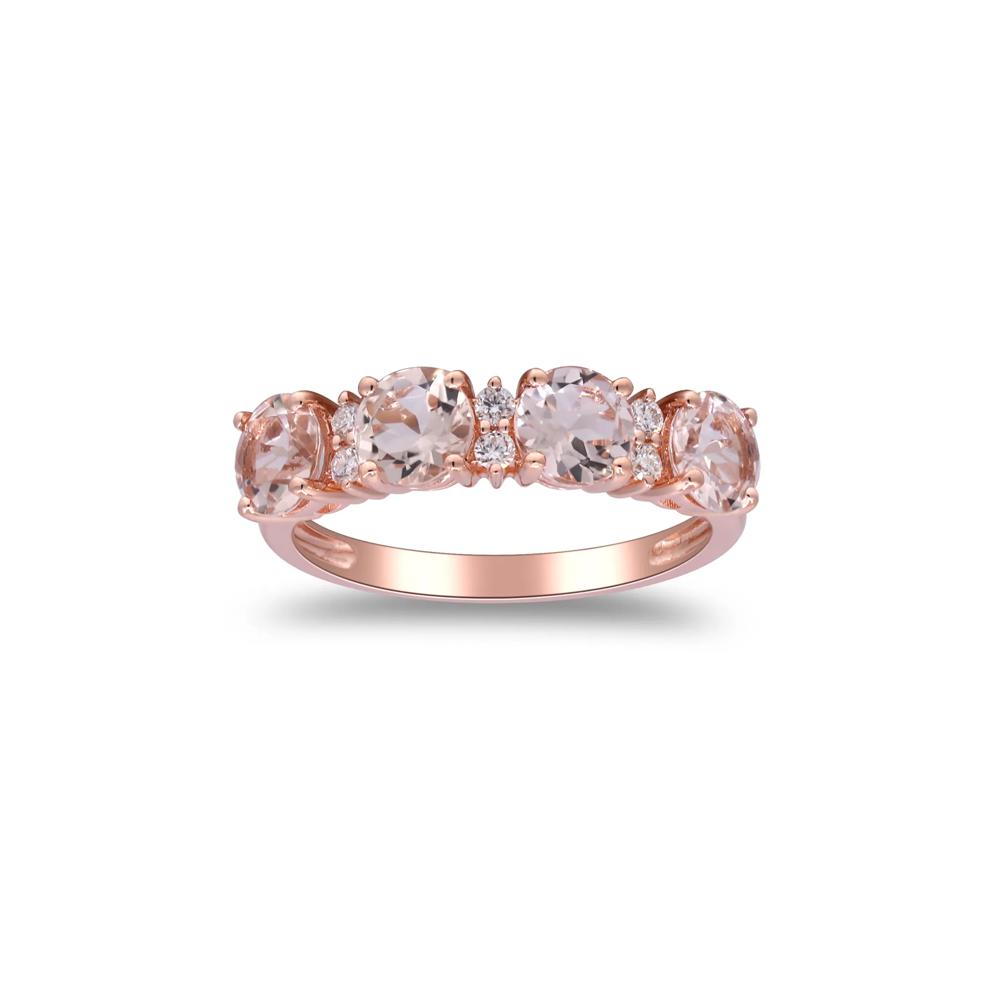 Morganite &amp; Diamond Ring in 10K Rose Gold (1/10 ct. tw.) – Image 4 of 5