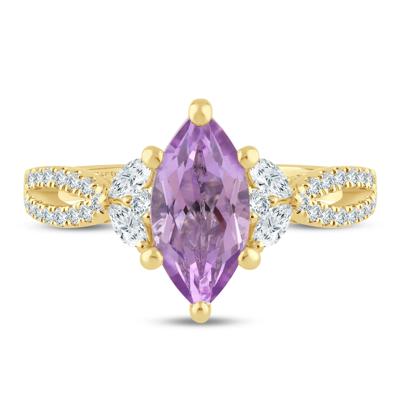 Heidi Pink Amethyst & Lab Grown Diamond Engagement Ring in 14K Yellow Gold (1/2 ct. tw.)