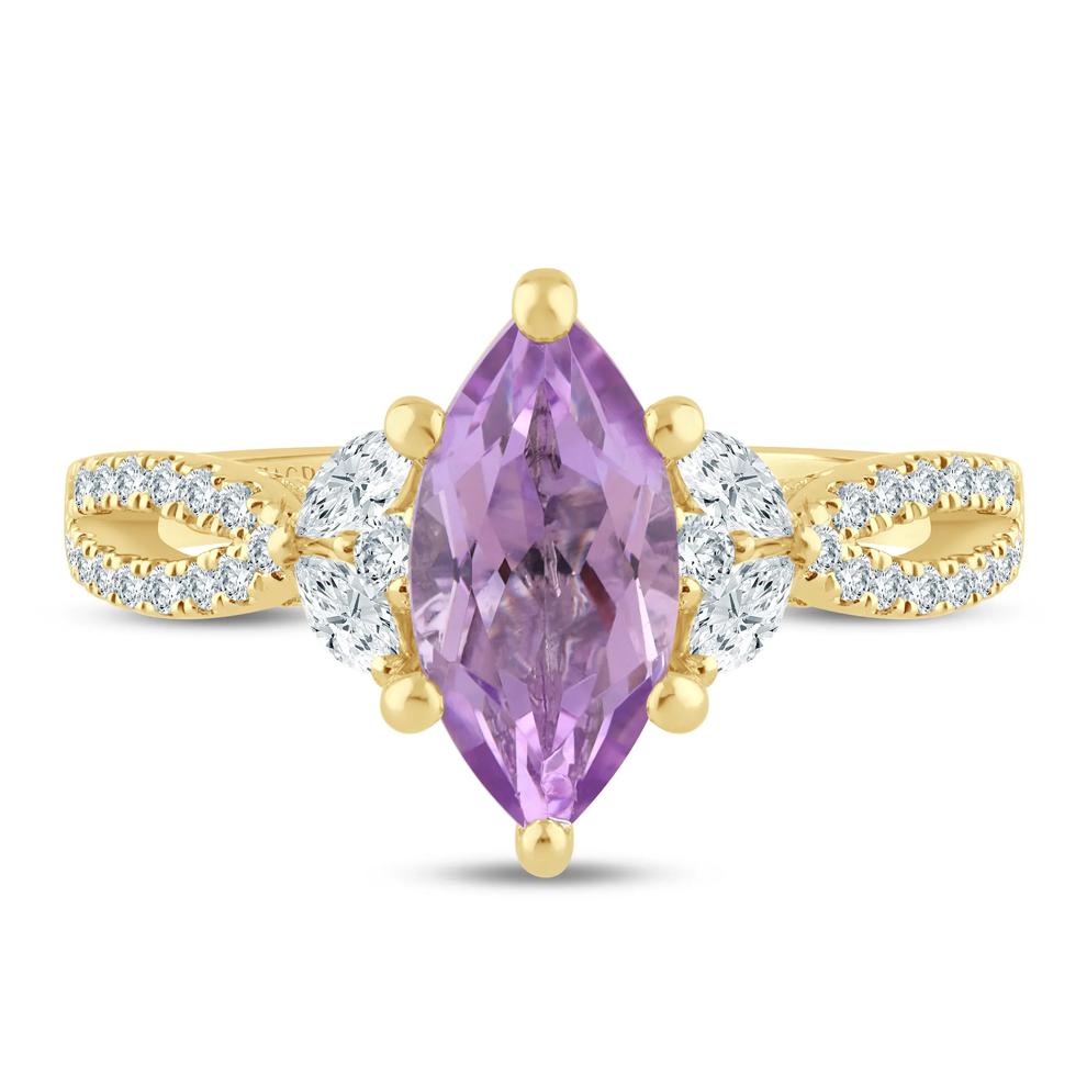 Heidi Pink Amethyst &amp; Lab Grown Diamond Engagement Ring in 14K Yellow Gold (1/2 ct. tw.) – Image 1 of 3