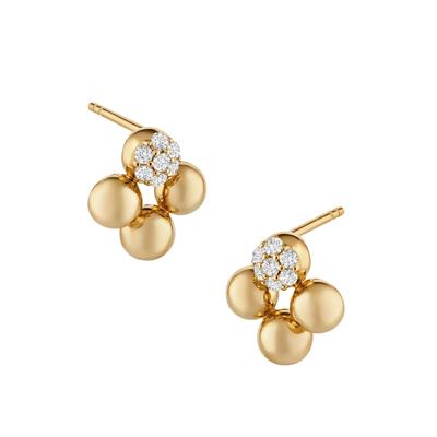 Lab-Created White Sapphire Puff Clover Stud Earrings in Vermeil