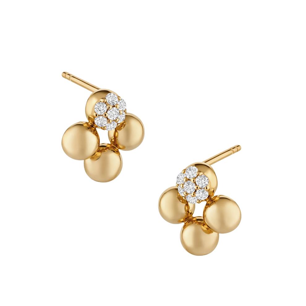 Lab-Created White Sapphire Puff Clover Stud Earrings in Vermeil – Image 1 of 2