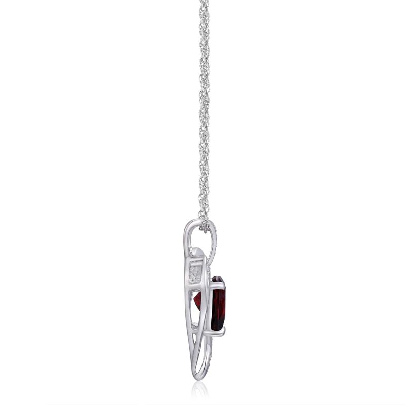 Garnet &amp; Lab-Created White Sapphire Heart Pendant in Sterling Silver – Image 2 of 3