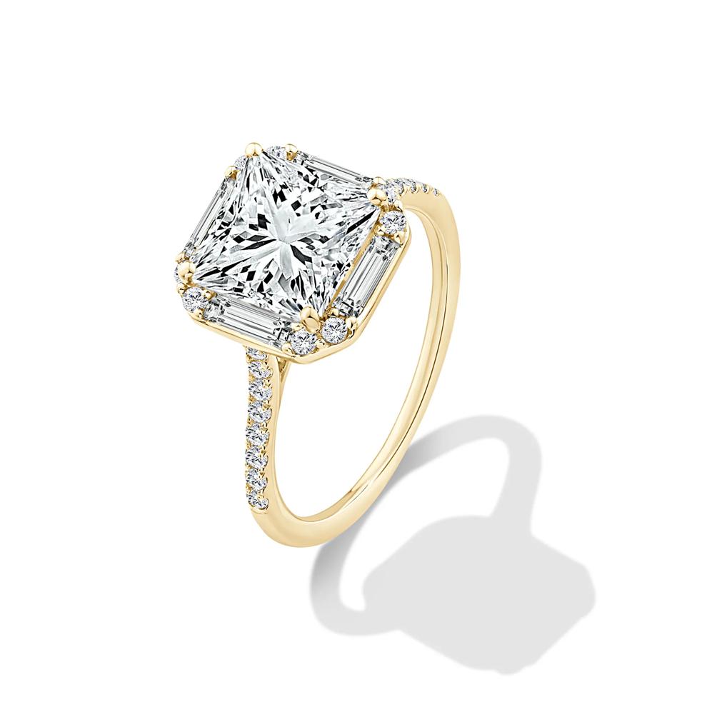 Lab Grown Diamond Princess-Cut Center Halo Engagement Ring in 14K Yellow Gold (3 1/2 ct. tw.) – Image 4 of 4